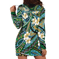 Polynesian Hibiscus Tropical Green Floral Hoodie Dress Tribal Pattern - Polynesian Pride
