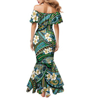 Polynesian Hibiscus Tropical Green Floral Mermaid Dress Tribal Pattern - Polynesian Pride