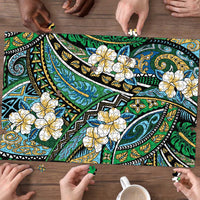 Polynesian Hibiscus Tropical Green Floral Puzzle Tribal Pattern - Polynesian Pride