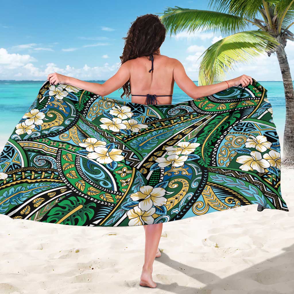 Polynesian Hibiscus Tropical Green Floral Sarong Tribal Pattern - Polynesian Pride