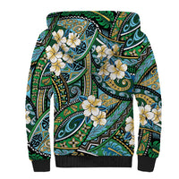 Polynesian Hibiscus Tropical Green Floral Sherpa Hoodie Tribal Pattern LT01 - Polynesian Pride