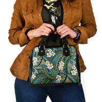 Polynesian Hibiscus Tropical Green Floral Shoulder Handbag Tribal Pattern - Polynesian Pride