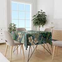 Polynesian Hibiscus Tropical Green Floral Tablecloth Tribal Pattern - Polynesian Pride