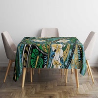 Polynesian Hibiscus Tropical Green Floral Tablecloth Tribal Pattern - Polynesian Pride