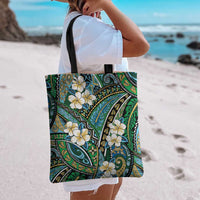 Polynesian Hibiscus Tropical Green Floral Tote Bag Tribal Pattern - Polynesian Pride