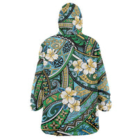 Polynesian Hibiscus Tropical Green Floral Wearable Blanket Hoodie Tribal Pattern - Polynesian Pride