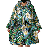 Polynesian Hibiscus Tropical Green Floral Wearable Blanket Hoodie Tribal Pattern - Polynesian Pride