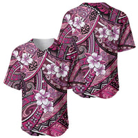Polynesian Hibiscus Tropical Pink Floral Baseball Jersey Tribal Pattern - Polynesian Pride