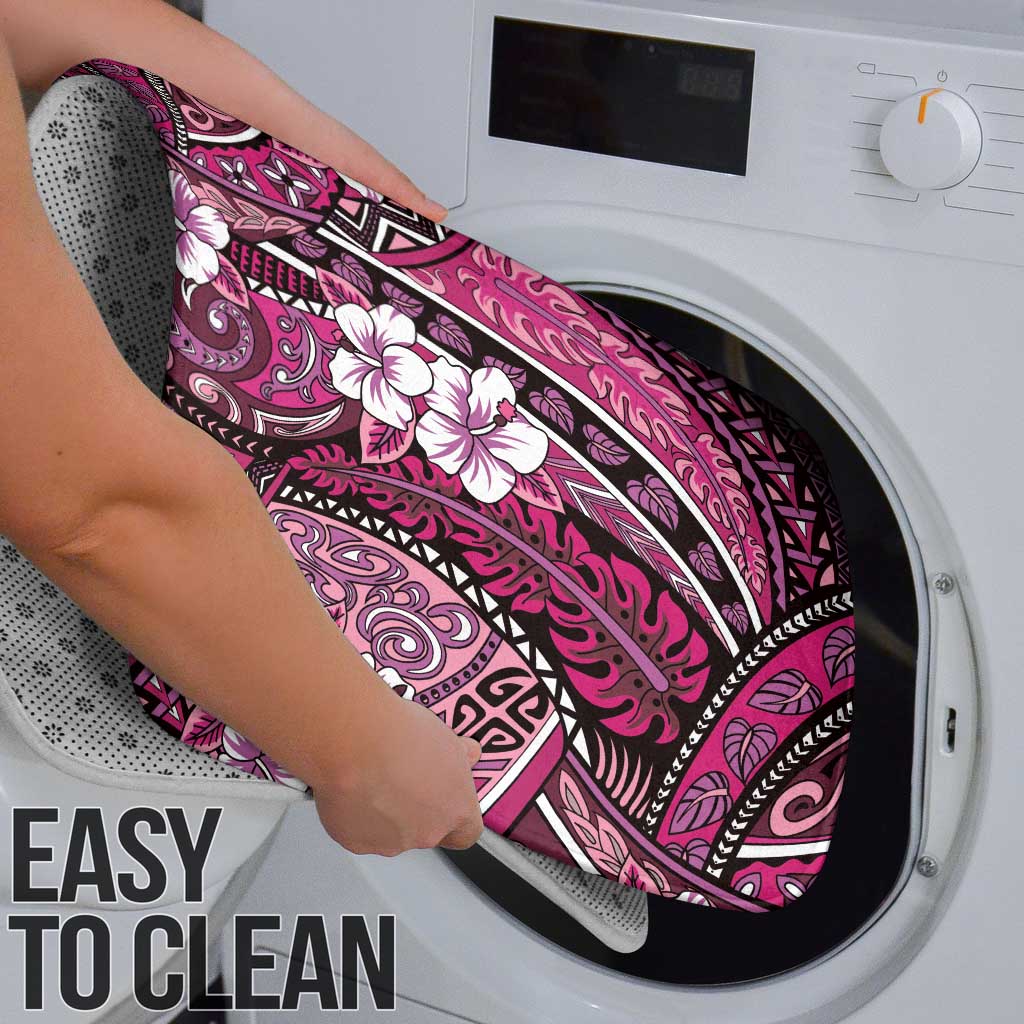 Polynesian Hibiscus Tropical Pink Floral Bathroom Set Tribal Pattern - Polynesian Pride