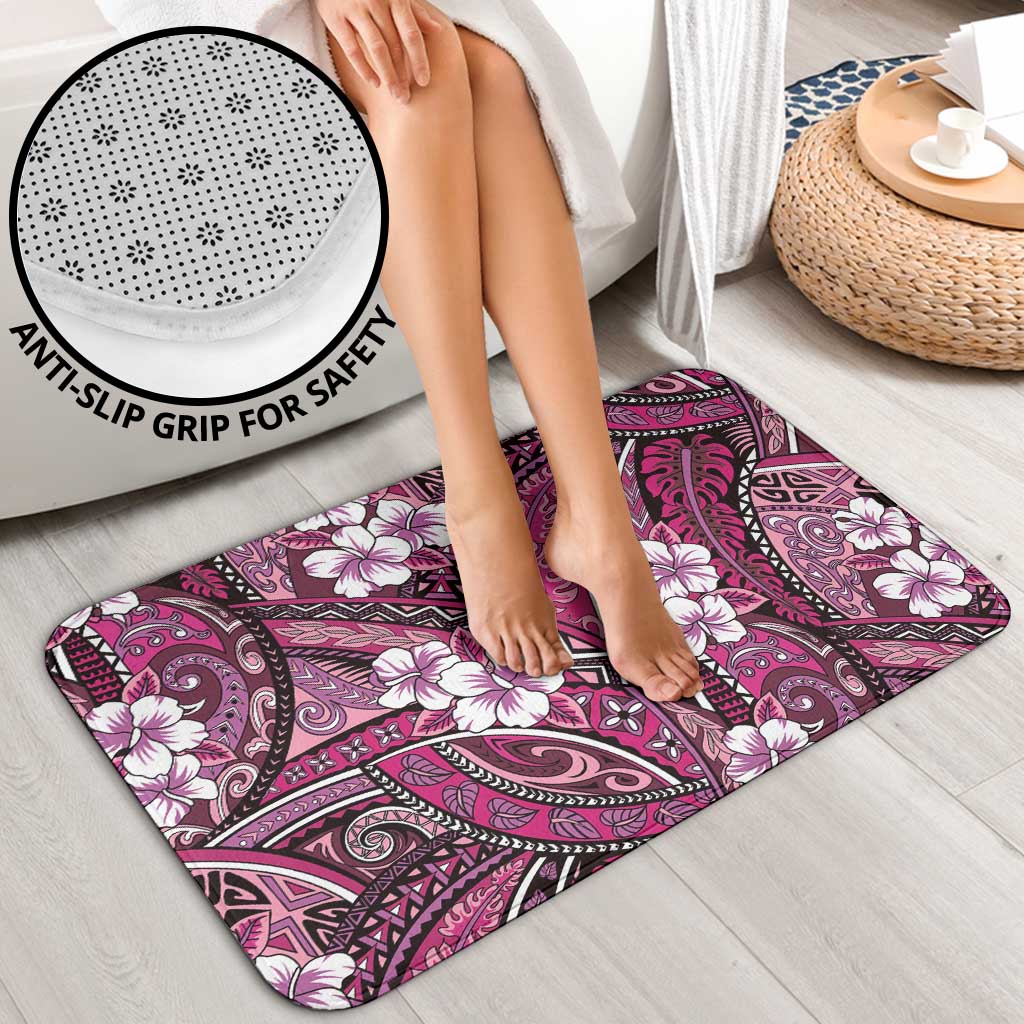 Polynesian Hibiscus Tropical Pink Floral Bathroom Set Tribal Pattern - Polynesian Pride