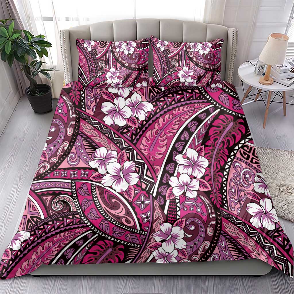 Polynesian Hibiscus Tropical Pink Floral Bedding Set Tribal Pattern - Polynesian Pride