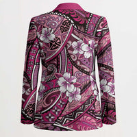 Polynesian Hibiscus Tropical Pink Floral Blazer Tribal Pattern - Polynesian Pride