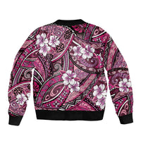 Polynesian Hibiscus Tropical Pink Floral Bomber Jacket Tribal Pattern - Polynesian Pride
