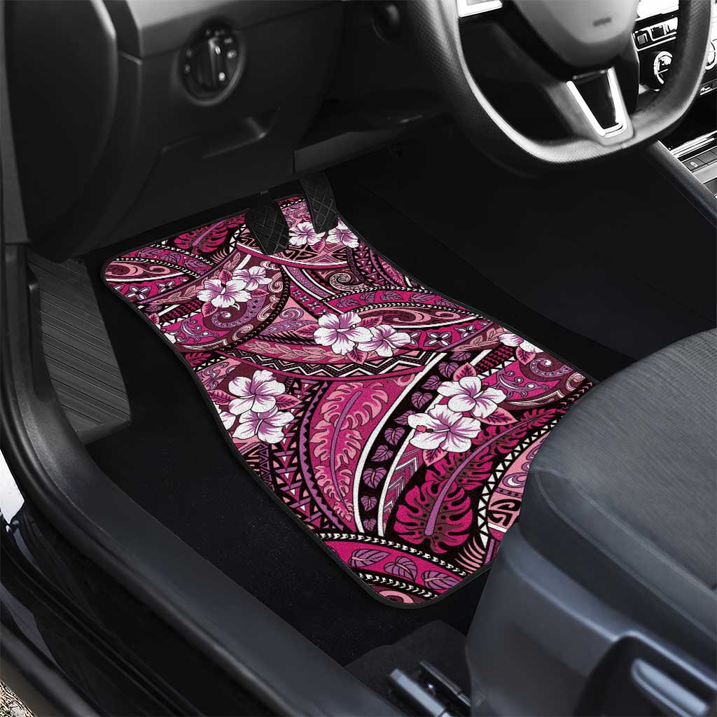 Polynesian Hibiscus Tropical Pink Floral Car Mats Tribal Pattern - Polynesian Pride