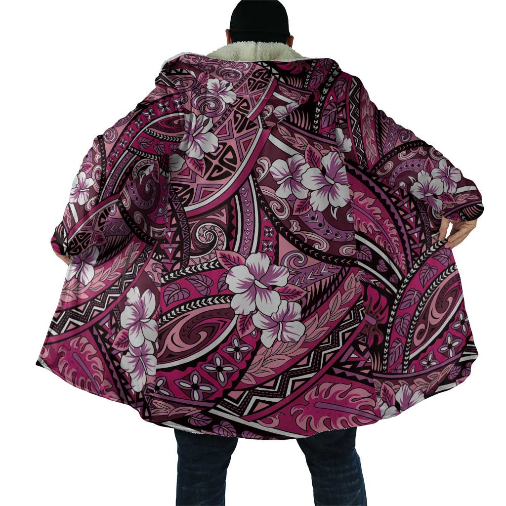 Polynesian Hibiscus Tropical Pink Floral Cloak Tribal Pattern - Polynesian Pride