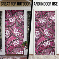 Polynesian Hibiscus Tropical Pink Floral Door Cover Tribal Pattern - Polynesian Pride