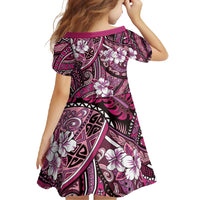 Polynesian Hibiscus Tropical Pink Floral Family Matching Summer Maxi Dress and Hawaiian Shirt Tribal Pattern - Polynesian Pride