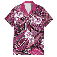 Polynesian Hibiscus Tropical Pink Floral Family Matching Summer Maxi Dress and Hawaiian Shirt Tribal Pattern - Polynesian Pride