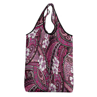 Polynesian Hibiscus Tropical Pink Floral Grocery Bag Tribal Pattern - Polynesian Pride
