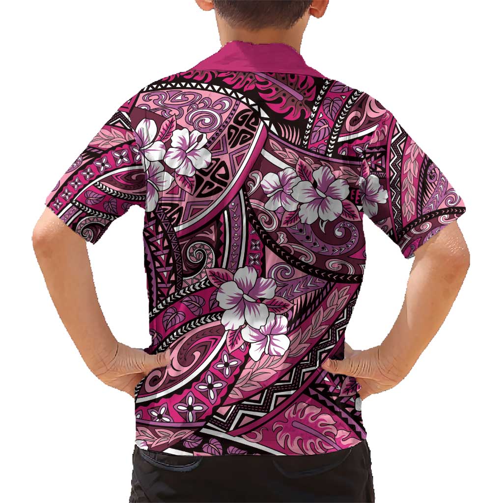Polynesian Hibiscus Tropical Pink Floral Hawaiian Shirt Tribal Pattern - Polynesian Pride