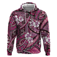 Polynesian Hibiscus Tropical Pink Floral Hoodie Tribal Pattern - Polynesian Pride