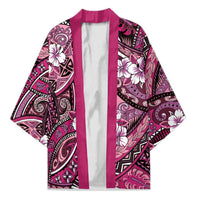 Polynesian Hibiscus Tropical Pink Floral Kimono Tribal Pattern - Polynesian Pride