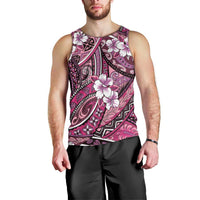 Polynesian Hibiscus Tropical Pink Floral Men Tank Top Tribal Pattern - Polynesian Pride