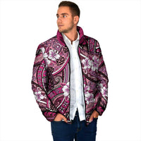 Polynesian Hibiscus Tropical Pink Floral Padded Jacket Tribal Pattern - Polynesian Pride