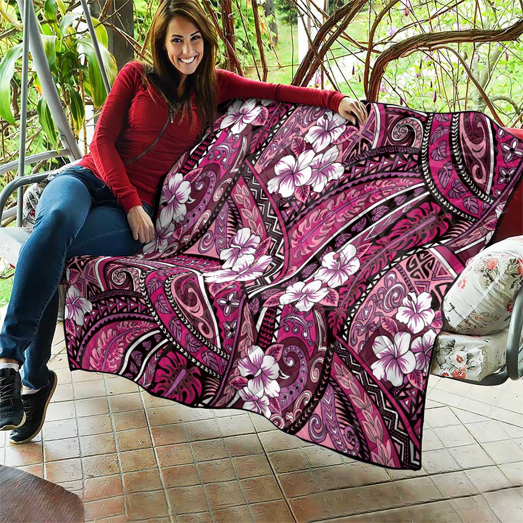 Polynesian Hibiscus Tropical Pink Floral Quilt Tribal Pattern - Polynesian Pride