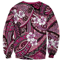 Polynesian Hibiscus Tropical Pink Floral Sweatshirt Tribal Pattern - Polynesian Pride