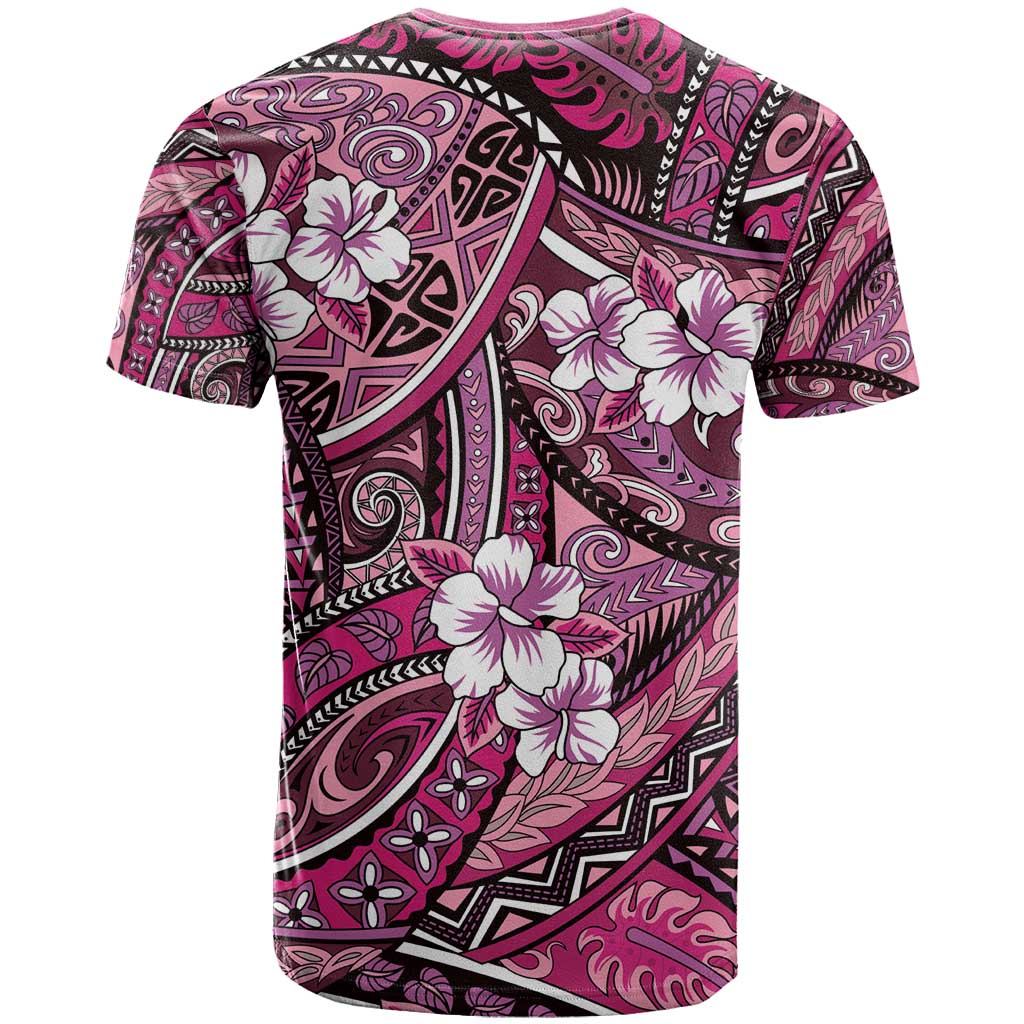 Polynesian Hibiscus Tropical Pink Floral T Shirt Tribal Pattern - Polynesian Pride
