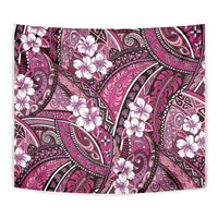 Polynesian Hibiscus Tropical Pink Floral Tapestry Tribal Pattern - Polynesian Pride