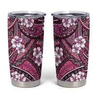 Polynesian Hibiscus Tropical Pink Floral Tumbler Cup Tribal Pattern - Polynesian Pride