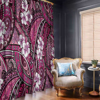 Polynesian Hibiscus Tropical Pink Floral Window Curtain Tribal Pattern - Polynesian Pride