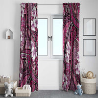 Polynesian Hibiscus Tropical Pink Floral Window Curtain Tribal Pattern - Polynesian Pride
