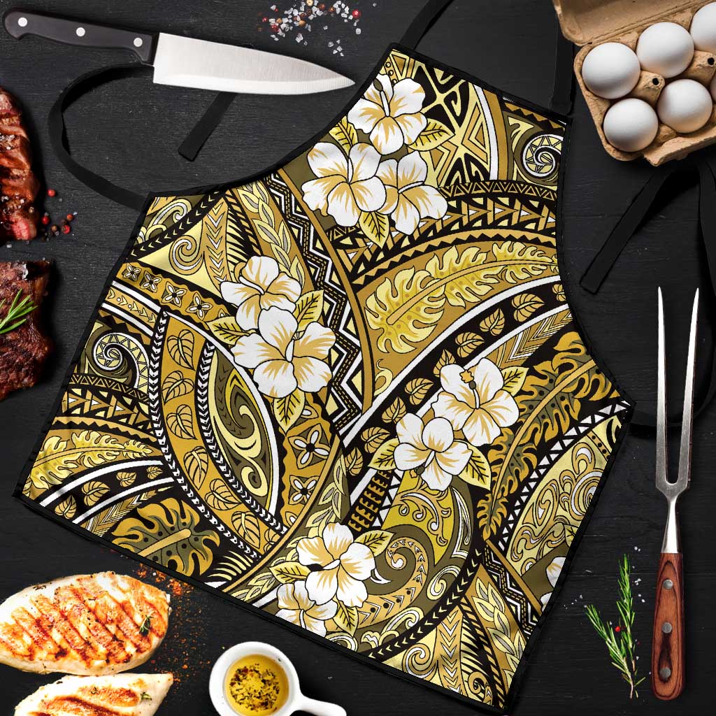 Polynesian Hibiscus Tropical Yellow Floral Apron Tribal Pattern - Polynesian Pride