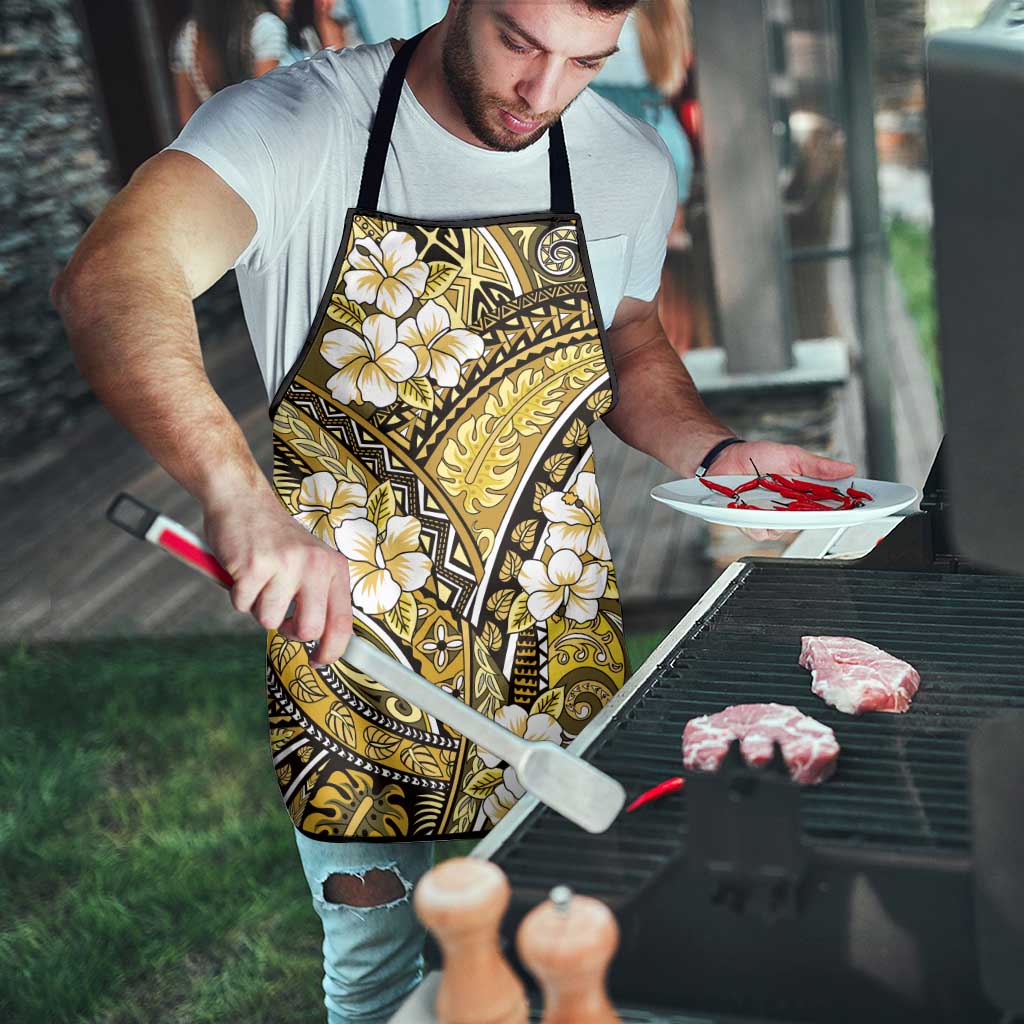 Polynesian Hibiscus Tropical Yellow Floral Apron Tribal Pattern - Polynesian Pride