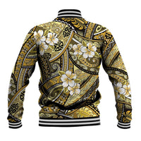 Polynesian Hibiscus Tropical Yellow Floral Baseball Jacket Tribal Pattern - Polynesian Pride