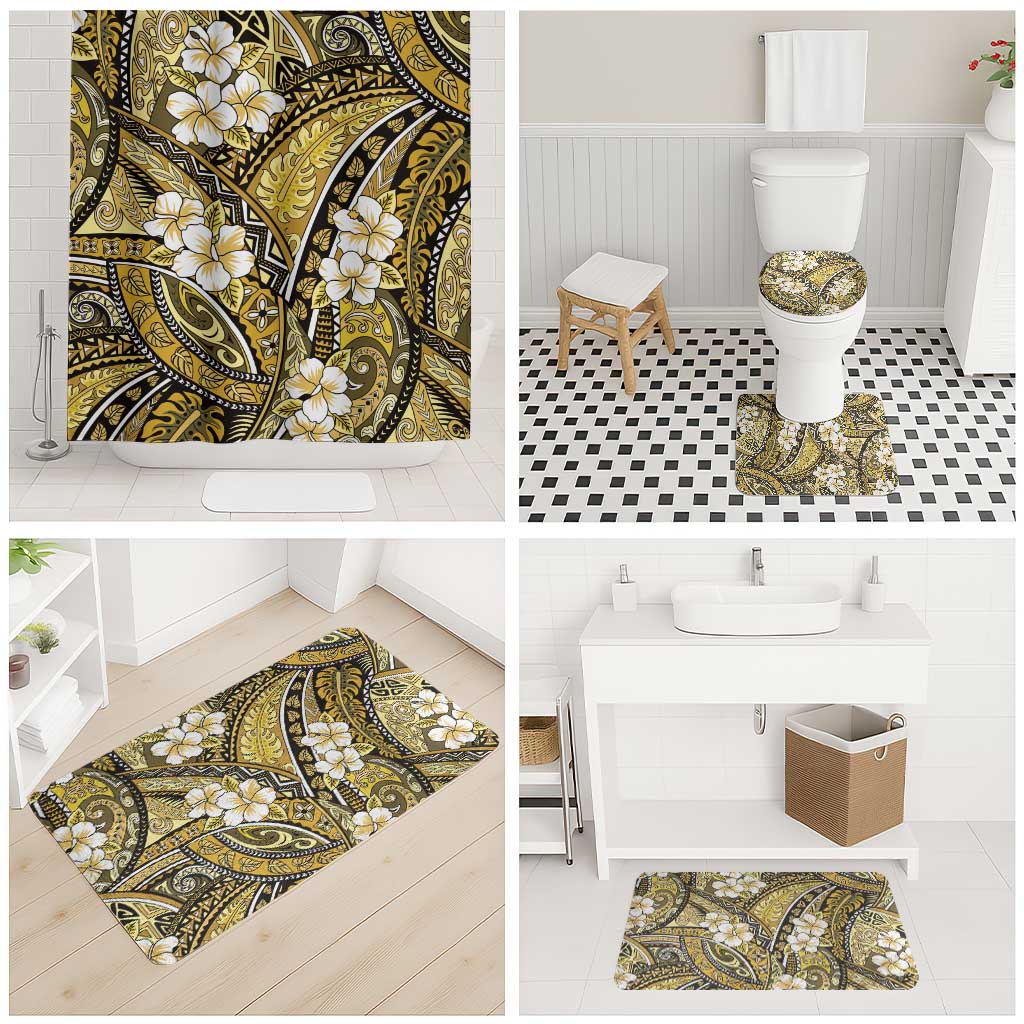Polynesian Hibiscus Tropical Yellow Floral Bathroom Set Tribal Pattern - Polynesian Pride