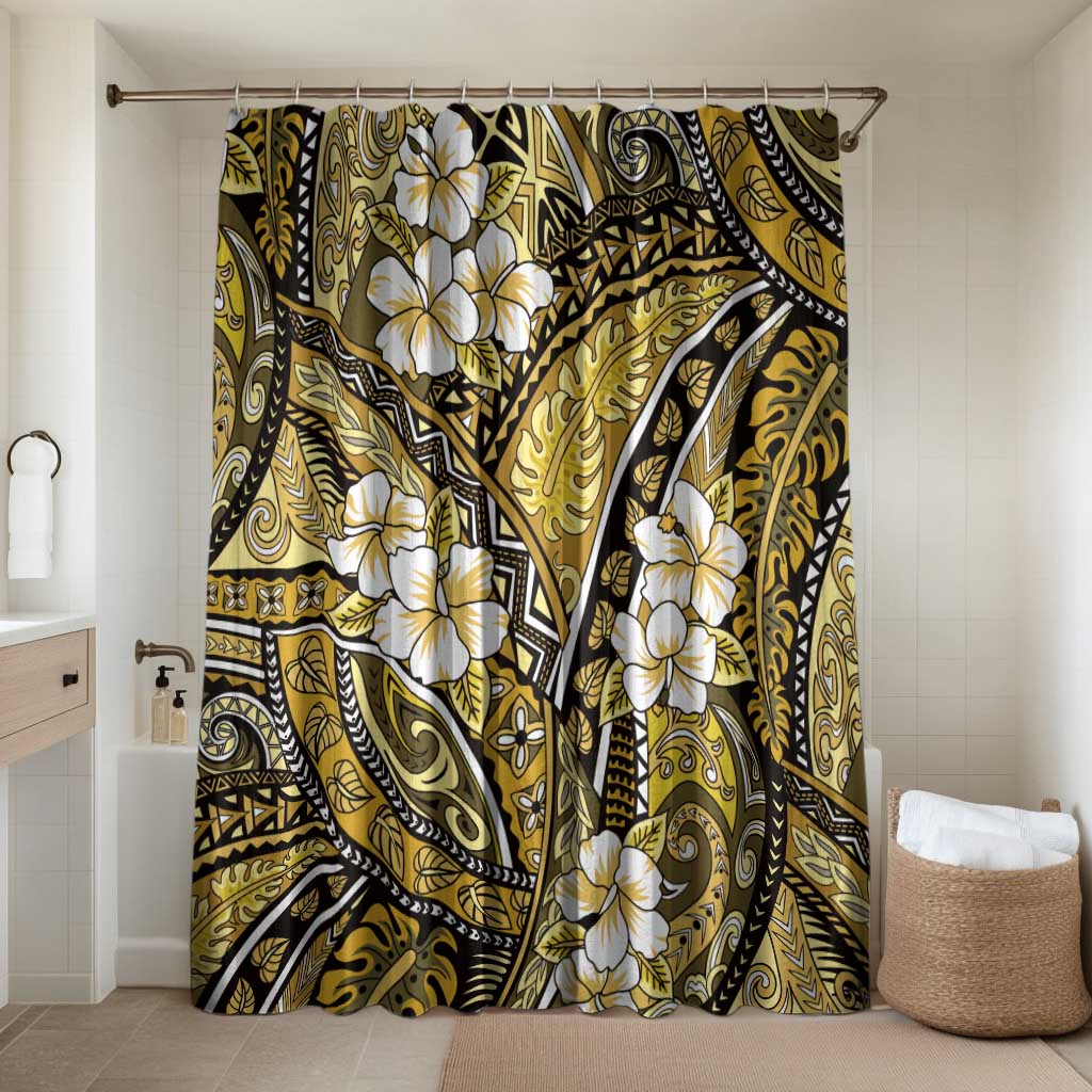 Polynesian Hibiscus Tropical Yellow Floral Bathroom Set Tribal Pattern - Polynesian Pride
