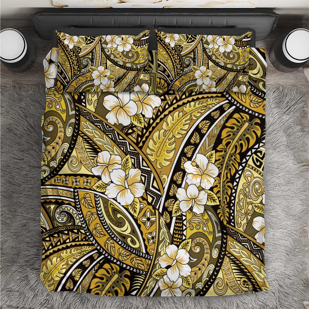 Polynesian Hibiscus Tropical Yellow Floral Bedding Set Tribal Pattern - Polynesian Pride