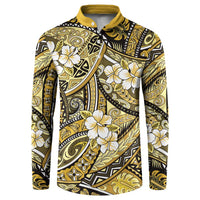 Polynesian Hibiscus Tropical Yellow Floral Button Sweatshirt Tribal Pattern - Polynesian Pride