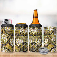 Polynesian Hibiscus Tropical Yellow Floral 4 in 1 Can Cooler Tumbler Tribal Pattern - Polynesian Pride