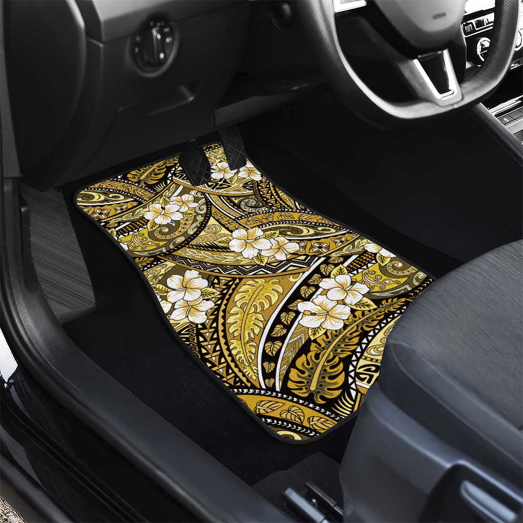 Polynesian Hibiscus Tropical Yellow Floral Car Mats Tribal Pattern - Polynesian Pride