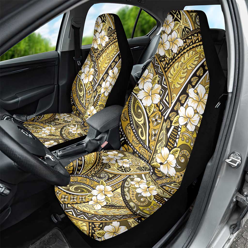 Polynesian Hibiscus Tropical Yellow Floral Car Seat Cover Tribal Pattern - Polynesian Pride