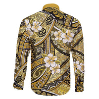 Polynesian Hibiscus Tropical Yellow Floral Family Matching Off Shoulder Short Dress and Hawaiian Shirt Tribal Pattern - Polynesian Pride