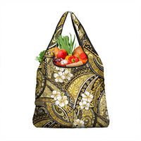 Polynesian Hibiscus Tropical Yellow Floral Grocery Bag Tribal Pattern - Polynesian Pride