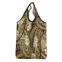 Polynesian Hibiscus Tropical Yellow Floral Grocery Bag Tribal Pattern - Polynesian Pride