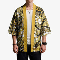 Polynesian Hibiscus Tropical Yellow Floral Kimono Tribal Pattern - Polynesian Pride