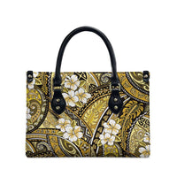Polynesian Hibiscus Tropical Yellow Floral Leather Bag Tribal Pattern - Polynesian Pride